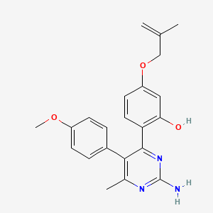 molecular formula C22H23N3O3 B2858352 2-[2-Amino-5-(4-methoxyphenyl)-6-methylpyrimidin-4-yl]-5-[(2-methylprop-2-en-1-yl)oxy]phenol CAS No. 850728-98-2