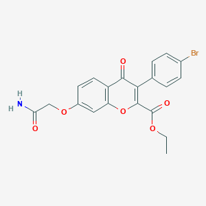 molecular formula C20H16BrNO6 B2858364 ethyl 7-(2-amino-2-oxoethoxy)-3-(4-bromophenyl)-4-oxo-4H-chromene-2-carboxylate CAS No. 610764-31-3