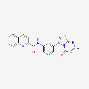 molecular formula C23H16N4O2S B2858385 N-(3-(7-methyl-5-oxo-5H-thiazolo[3,2-a]pyrimidin-3-yl)phenyl)quinoline-2-carboxamide CAS No. 1021073-90-4