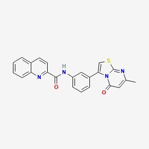 N-(3-(7-methyl-5-oxo-5H-thiazolo[3,2-a]pyrimidin-3-yl)phenyl)quinoline-2-carboxamide