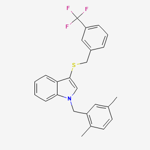 B2858404 1-(2,5-dimethylbenzyl)-3-((3-(trifluoromethyl)benzyl)thio)-1H-indole CAS No. 681279-37-8