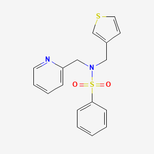 molecular formula C17H16N2O2S2 B2858408 N-(pyridin-2-ylmethyl)-N-(thiophen-3-ylmethyl)benzenesulfonamide CAS No. 1235327-44-2