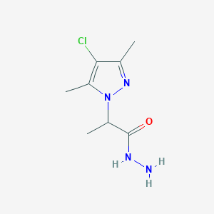 molecular formula C8H13ClN4O B2858409 2-(4-chloro-3,5-dimethyl-1H-pyrazol-1-yl)propanehydrazide CAS No. 1005584-30-4