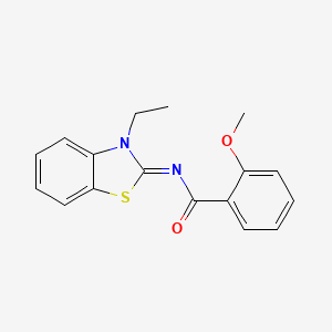 molecular formula C17H16N2O2S B2858416 N-[(2E)-3-ethyl-2,3-dihydro-1,3-benzothiazol-2-ylidene]-2-methoxybenzamide CAS No. 897615-80-4