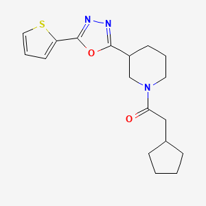 2-Cyclopentyl-1-(3-(5-(thiophen-2-yl)-1,3,4-oxadiazol-2-yl)piperidin-1-yl)ethanone