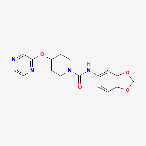 molecular formula C17H18N4O4 B2858425 N-(benzo[d][1,3]dioxol-5-yl)-4-(pyrazin-2-yloxy)piperidine-1-carboxamide CAS No. 1421529-72-7