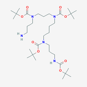 molecular formula C33H65N5O8 B2858440 tert-Butyl (3-((3-aminopropyl)(tert-butoxycarbonyl)amino)propyl)(4-((tert-butoxycarbonyl)(3-((tert-butoxycarbonyl)amino)propyl)amino)butyl)carbamate CAS No. 128550-06-1