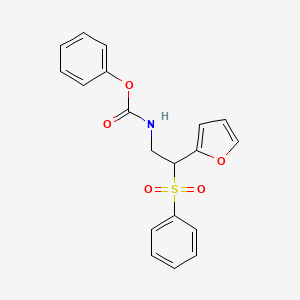 molecular formula C19H17NO5S B2858453 phenyl N-[2-(benzenesulfonyl)-2-(furan-2-yl)ethyl]carbamate CAS No. 896315-13-2