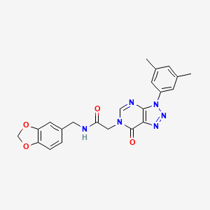 molecular formula C22H20N6O4 B2858456 N-(benzo[d][1,3]dioxol-5-ylmethyl)-2-(3-(3,5-dimethylphenyl)-7-oxo-3H-[1,2,3]triazolo[4,5-d]pyrimidin-6(7H)-yl)acetamide CAS No. 872591-27-0