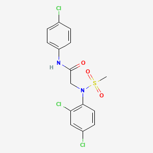 molecular formula C15H13Cl3N2O3S B2858509 N-(4-chlorophenyl)-2-[2,4-dichloro(methylsulfonyl)anilino]acetamide CAS No. 343373-99-9
