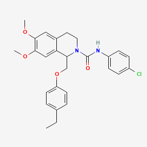 molecular formula C27H29ClN2O4 B2858541 N-(4-chlorophenyl)-1-((4-ethylphenoxy)methyl)-6,7-dimethoxy-3,4-dihydroisoquinoline-2(1H)-carboxamide CAS No. 680604-42-6