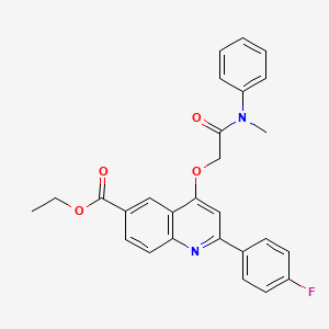 molecular formula C27H23FN2O4 B2858550 ethyl 2-(4-fluorophenyl)-4-{[methyl(phenyl)carbamoyl]methoxy}quinoline-6-carboxylate CAS No. 1114650-79-1
