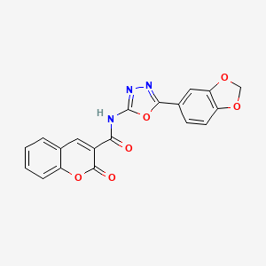 molecular formula C19H11N3O6 B2858551 N-(5-(benzo[d][1,3]dioxol-5-yl)-1,3,4-oxadiazol-2-yl)-2-oxo-2H-chromene-3-carboxamide CAS No. 922090-08-2