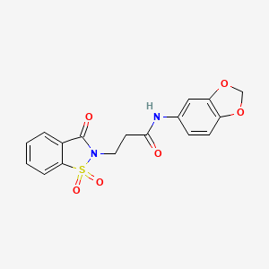 molecular formula C17H14N2O6S B2858562 N-(2H-1,3-benzodioxol-5-yl)-3-(1,1,3-trioxo-2,3-dihydro-1lambda6,2-benzothiazol-2-yl)propanamide CAS No. 899757-46-1
