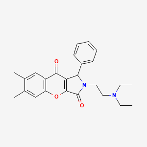 molecular formula C25H28N2O3 B2858566 2-(2-(Diethylamino)ethyl)-6,7-dimethyl-1-phenyl-1,2-dihydrochromeno[2,3-c]pyrrole-3,9-dione CAS No. 631888-33-0
