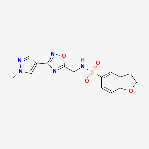 molecular formula C15H15N5O4S B2858642 N-{[3-(1-methyl-1H-pyrazol-4-yl)-1,2,4-oxadiazol-5-yl]methyl}-2,3-dihydro-1-benzofuran-5-sulfonamide CAS No. 2097890-00-9