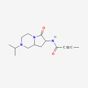 molecular formula C14H21N3O2 B2858661 N-(6-Oxo-2-propan-2-yl-1,3,4,7,8,8a-hexahydropyrrolo[1,2-a]pyrazin-7-yl)but-2-ynamide CAS No. 2411193-10-5