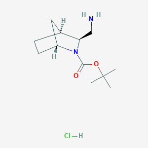 molecular formula C12H23ClN2O2 B2858681 tert-butyl (1R,3S,4S)-3-(aminomethyl)-2-azabicyclo[2.2.1]heptane-2-carboxylate hydrochloride CAS No. 2260917-69-7