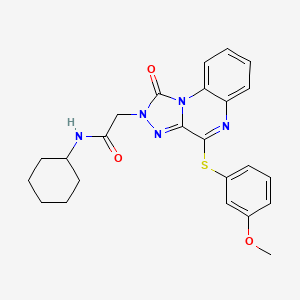 molecular formula C24H25N5O3S B2858688 N-cyclohexyl-2-(4-((3-methoxyphenyl)thio)-1-oxo-[1,2,4]triazolo[4,3-a]quinoxalin-2(1H)-yl)acetamide CAS No. 1111290-92-6