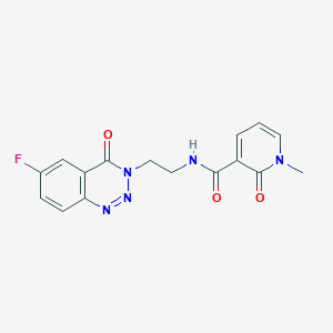 molecular formula C16H14FN5O3 B2858715 N-(2-(6-fluoro-4-oxobenzo[d][1,2,3]triazin-3(4H)-yl)ethyl)-1-methyl-2-oxo-1,2-dihydropyridine-3-carboxamide CAS No. 1903634-95-6