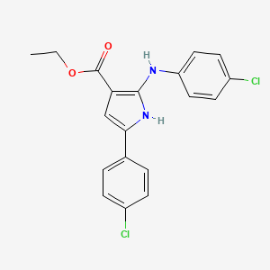 molecular formula C19H16Cl2N2O2 B2858718 ethyl 2-(4-chloroanilino)-5-(4-chlorophenyl)-1H-pyrrole-3-carboxylate CAS No. 338419-78-6