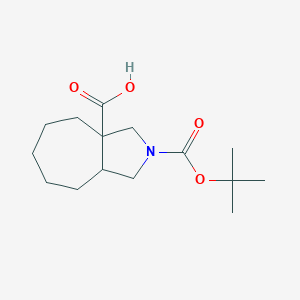 molecular formula C15H25NO4 B2858722 2-[(2-Methylpropan-2-yl)oxycarbonyl]-1,3,4,5,6,7,8,8a-octahydrocyclohepta[c]pyrrole-3a-carboxylic acid CAS No. 2241127-99-9