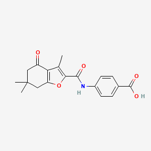 molecular formula C19H19NO5 B2858735 4-(3,6,6-Trimethyl-4-oxo-4,5,6,7-tetrahydrobenzofuran-2-carboxamido)benzoic acid CAS No. 889305-90-2