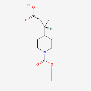 molecular formula C14H23NO4 B2858740 rac-(1R,2S)-2-(1-(tert-butoxycarbonyl)piperidin-4-yl)cyclopropanecarboxylic acid, trans CAS No. 183808-09-5