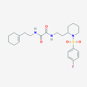 molecular formula C23H32FN3O4S B2858746 N'-[2-(cyclohex-1-en-1-yl)ethyl]-N-{2-[1-(4-fluorobenzenesulfonyl)piperidin-2-yl]ethyl}ethanediamide CAS No. 898445-09-5