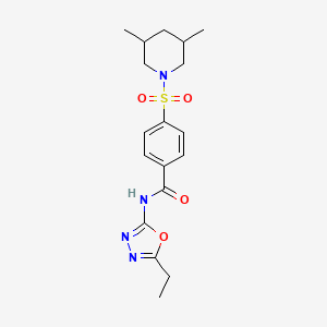molecular formula C18H24N4O4S B2858749 4-((3,5-dimethylpiperidin-1-yl)sulfonyl)-N-(5-ethyl-1,3,4-oxadiazol-2-yl)benzamide CAS No. 850935-65-8