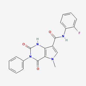 molecular formula C20H15FN4O3 B2858776 N-(2-fluorophenyl)-5-methyl-2,4-dioxo-3-phenyl-2,3,4,5-tetrahydro-1H-pyrrolo[3,2-d]pyrimidine-7-carboxamide CAS No. 921877-29-4