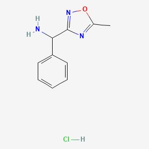 molecular formula C10H12ClN3O B2858786 (5-Methyl-1,2,4-oxadiazol-3-yl)(phenyl)methanamine hydrochloride CAS No. 2225141-31-9