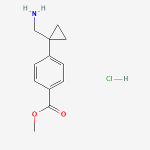 molecular formula C12H16ClNO2 B2858793 Methyl 4-[1-(aminomethyl)cyclopropyl]benzoate hydrochloride CAS No. 2230803-71-9