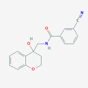 molecular formula C18H16N2O3 B2858798 3-cyano-N-((4-hydroxychroman-4-yl)methyl)benzamide CAS No. 1396683-70-7