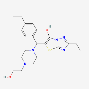 molecular formula C21H29N5O2S B2858805 2-Ethyl-5-((4-ethylphenyl)(4-(2-hydroxyethyl)piperazin-1-yl)methyl)thiazolo[3,2-b][1,2,4]triazol-6-ol CAS No. 898366-83-1