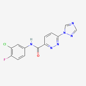 molecular formula C13H8ClFN6O B2858823 N-(3-chloro-4-fluorophenyl)-6-(1H-1,2,4-triazol-1-yl)pyridazine-3-carboxamide CAS No. 1448045-29-1