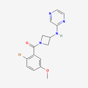 molecular formula C15H15BrN4O2 B2858848 N-[1-(2-bromo-5-methoxybenzoyl)azetidin-3-yl]pyrazin-2-amine CAS No. 2319787-97-6
