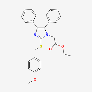 molecular formula C27H26N2O3S B2858879 ethyl 2-{2-[(4-methoxybenzyl)sulfanyl]-4,5-diphenyl-1H-imidazol-1-yl}acetate CAS No. 339277-71-3