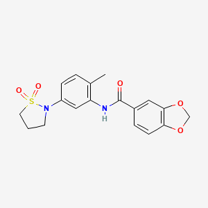 molecular formula C18H18N2O5S B2858881 N-(5-(1,1-dioxidoisothiazolidin-2-yl)-2-methylphenyl)benzo[d][1,3]dioxole-5-carboxamide CAS No. 946343-78-8