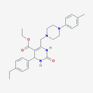 molecular formula C27H34N4O3 B2858907 Ethyl 4-(4-ethylphenyl)-6-{[4-(4-methylphenyl)piperazin-1-yl]methyl}-2-oxo-1,2,3,4-tetrahydropyrimidine-5-carboxylate CAS No. 1260931-46-1