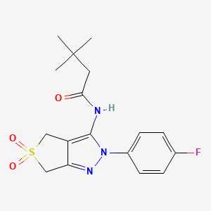 N-(2-(4-fluorophenyl)-5,5-dioxido-4,6-dihydro-2H-thieno[3,4-c]pyrazol-3-yl)-3,3-dimethylbutanamide