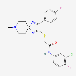 molecular formula C22H21ClF2N4OS B2858927 N-(3-CHLORO-4-FLUOROPHENYL)-2-{[3-(4-FLUOROPHENYL)-8-METHYL-1,4,8-TRIAZASPIRO[4.5]DECA-1,3-DIEN-2-YL]SULFANYL}ACETAMIDE CAS No. 1217076-93-1