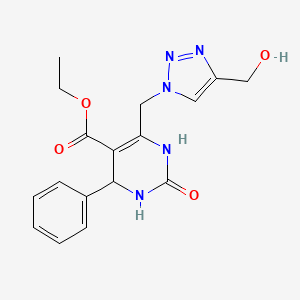molecular formula C17H19N5O4 B2858932 ethyl 6-{[4-(hydroxymethyl)-1H-1,2,3-triazol-1-yl]methyl}-2-oxo-4-phenyl-1,2,3,4-tetrahydropyrimidine-5-carboxylate CAS No. 798550-87-5