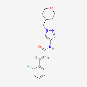 (E)-3-(2-chlorophenyl)-N-(1-((tetrahydro-2H-pyran-4-yl)methyl)-1H-pyrazol-4-yl)acrylamide