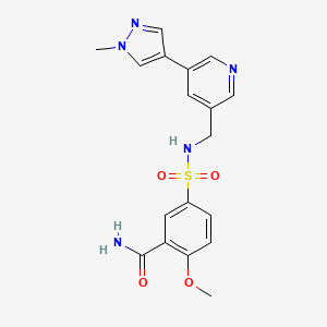 2-methoxy-5-(N-((5-(1-methyl-1H-pyrazol-4-yl)pyridin-3-yl)methyl)sulfamoyl)benzamide