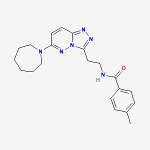 molecular formula C21H26N6O B2858959 N-(2-(6-(azepan-1-yl)-[1,2,4]triazolo[4,3-b]pyridazin-3-yl)ethyl)-4-methylbenzamide CAS No. 873002-84-7
