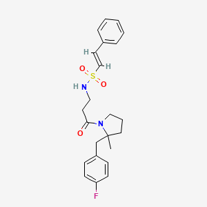 (E)-N-[3-[2-[(4-Fluorophenyl)methyl]-2-methylpyrrolidin-1-yl]-3-oxopropyl]-2-phenylethenesulfonamide