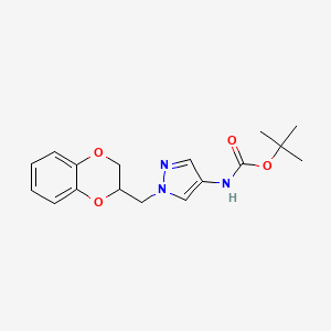 molecular formula C17H21N3O4 B2858995 tert-butyl (1-((2,3-dihydrobenzo[b][1,4]dioxin-2-yl)methyl)-1H-pyrazol-4-yl)carbamate CAS No. 1788557-90-3