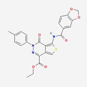 molecular formula C24H19N3O6S B2859009 Ethyl 5-(benzo[d][1,3]dioxole-5-carboxamido)-4-oxo-3-(p-tolyl)-3,4-dihydrothieno[3,4-d]pyridazine-1-carboxylate CAS No. 851948-19-1