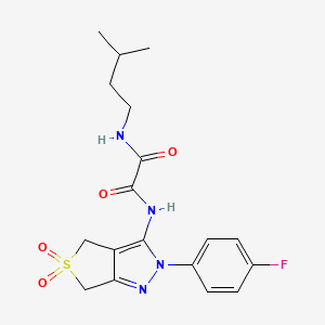 molecular formula C18H21FN4O4S B2859024 N1-(2-(4-氟苯基)-5,5-二氧化-4,6-二氢-2H-噻吩并[3,4-c]吡唑-3-基)-N2-异戊氧基草酰胺 CAS No. 899733-49-4